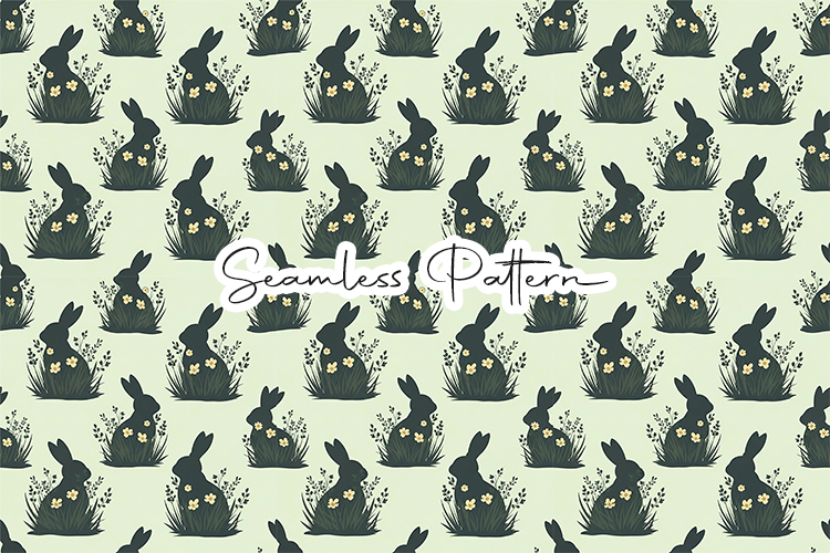 Botanical Bunny Spring Seamless Pattern