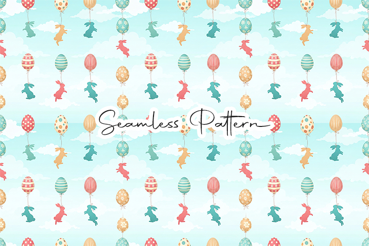 Easter Bunny Balloon Seamless Pattern