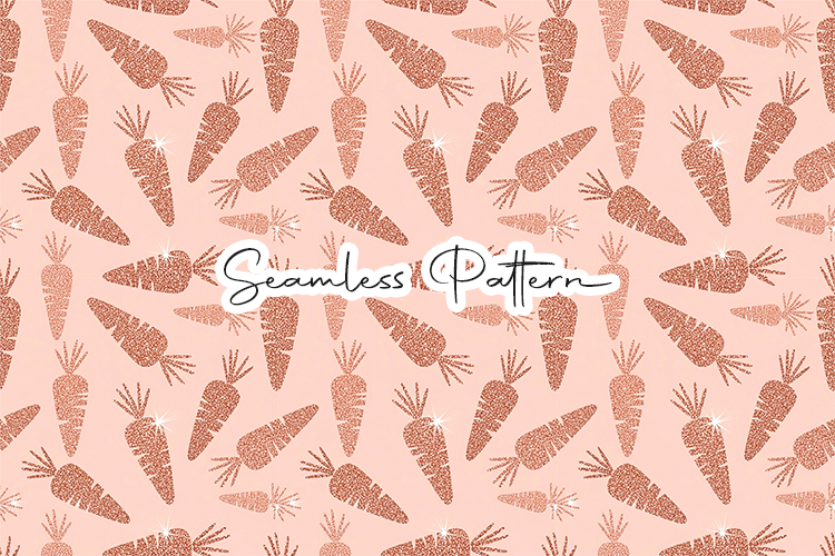 Glitter Carrot Easter Seamless Pattern