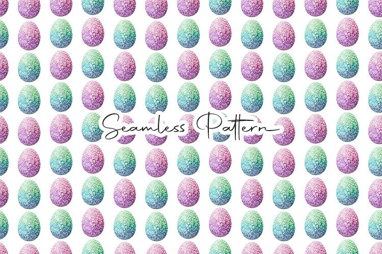 Rainbow Glitter Easter Egg Seamless Pattern
