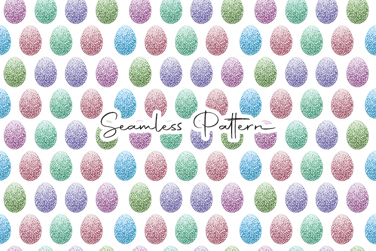 Pastel Glitter Easter Egg Seamless Pattern