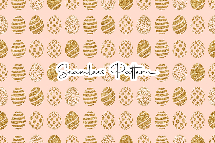 Gold Glitter Easter Egg Seamless Pattern