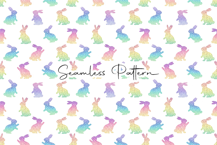 Rainbow Easter Bunny Seamless Pattern