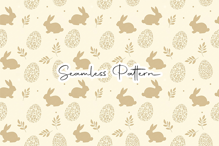 Neutral Easter Bunny Egg Seamless Pattern
