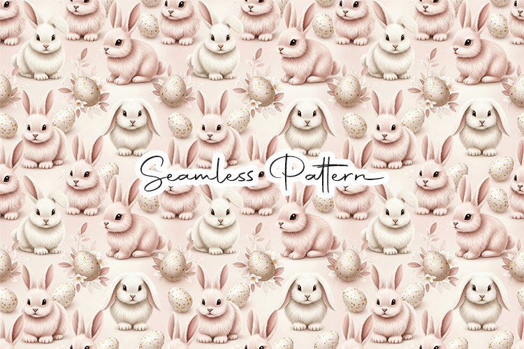 Cute Realistic Bunny Easter Seamless