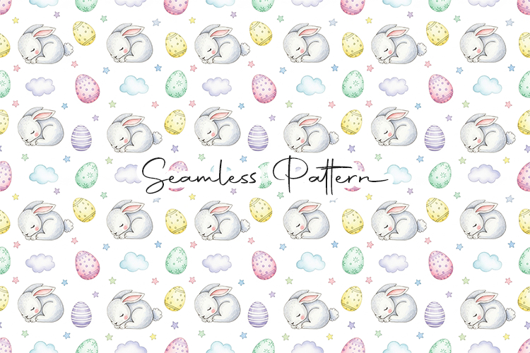 Sleeping Bunny Easter Seamless Pattern