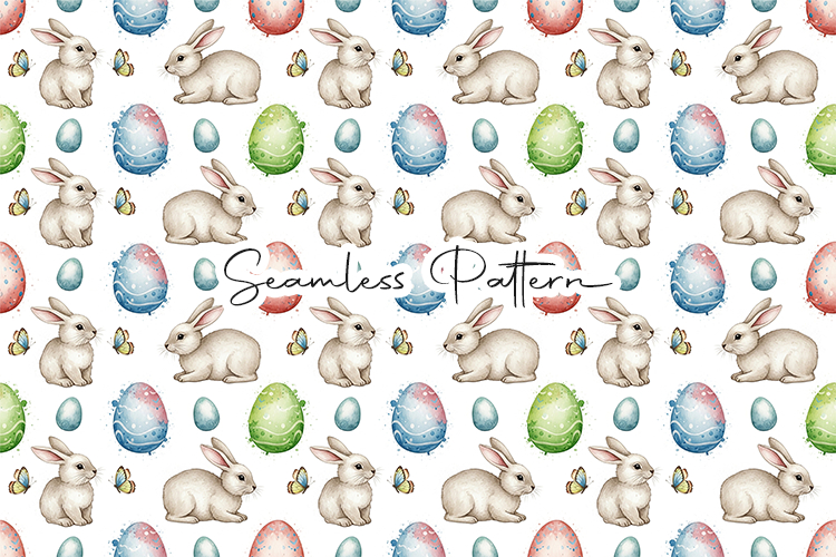 Realistic Bunny Easter Seamless Pattern