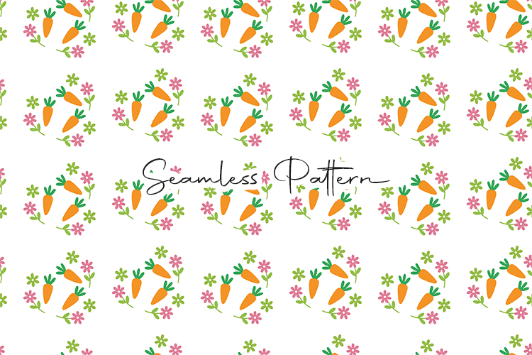Carrot Floral Easter Seamless Pattern