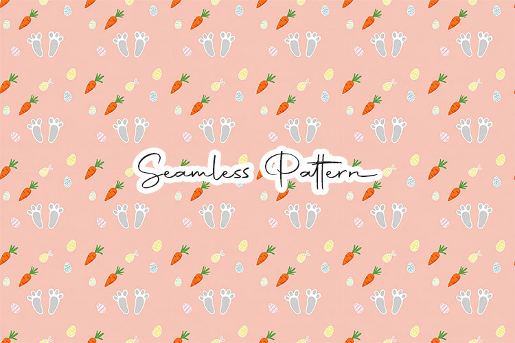Easter Bunny Feet Carrot Seamless JPG