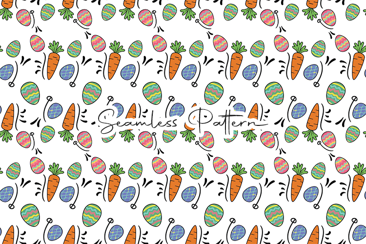 Easter Eggs Carrots Seamless Pattern