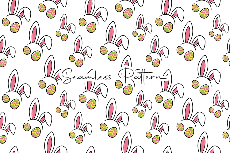 Cute Bunny Head Easter Seamless Pattern