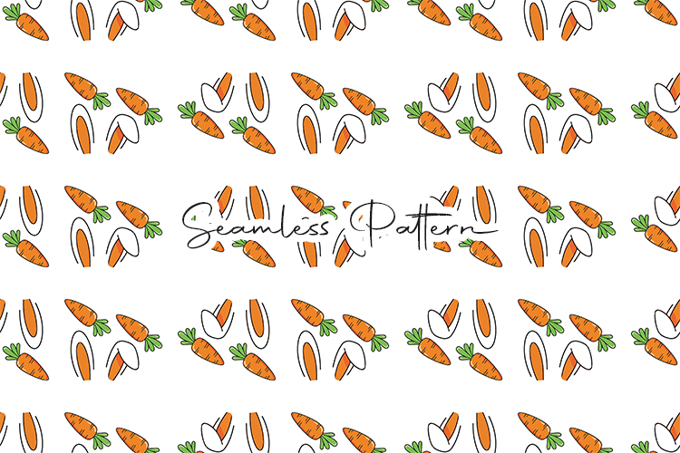 Bunny Ears Carrot Easter Seamless Pattern