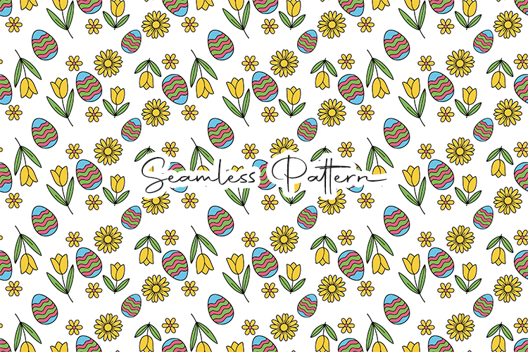 Floral Easter Eggs Seamless Pattern Design
