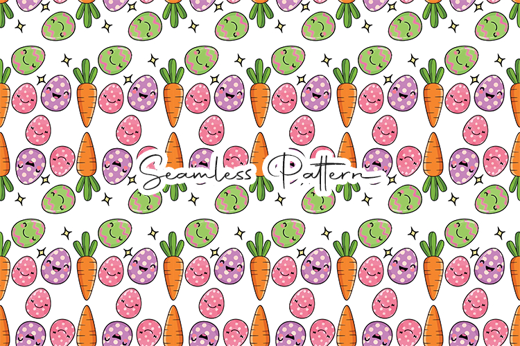 Cute Easter Eggs Carrots Seamless Pattern