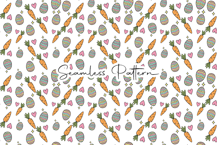 Easter Eggs Carrots Hearts Seamless