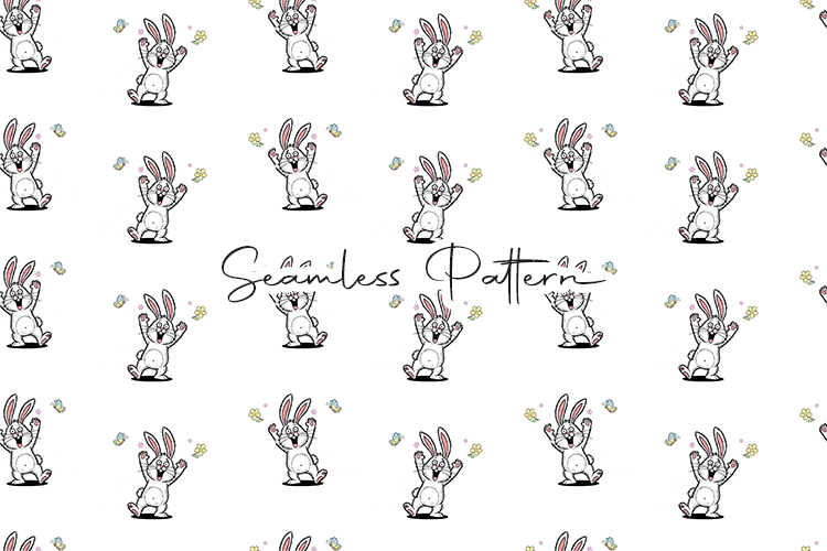 Cute Dancing Bunny Easter Seamless Pattern