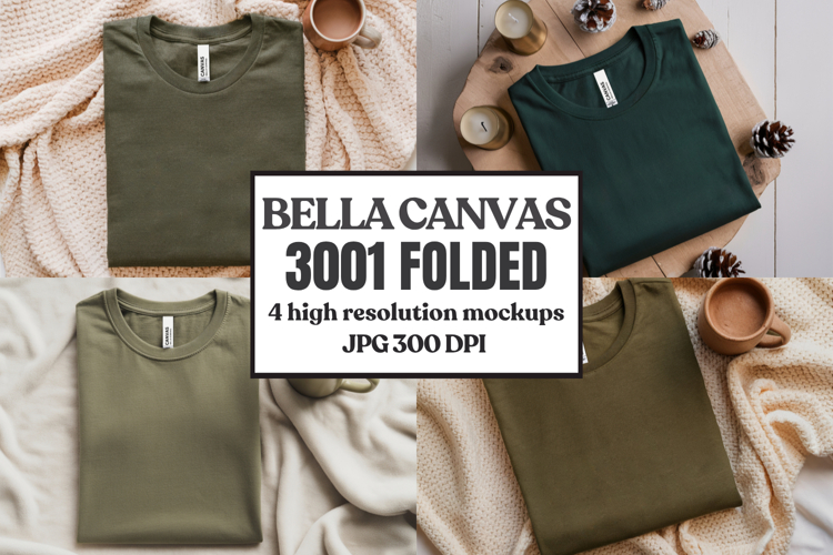 Christmas Bella Canvas 3001 Folded Tshirt Mockup
