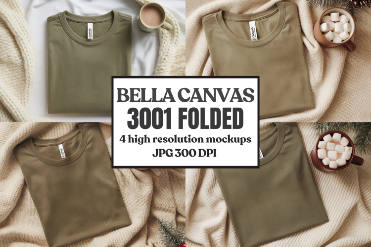 Christmas Bella Canvas 3001 Folded Tshirt Mockup