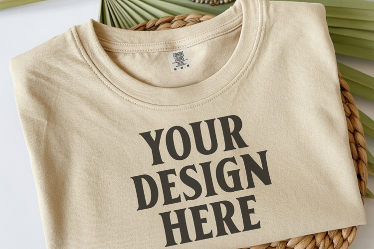 Ivory Comfort Colors 1717 Folded Tshirt Mockups