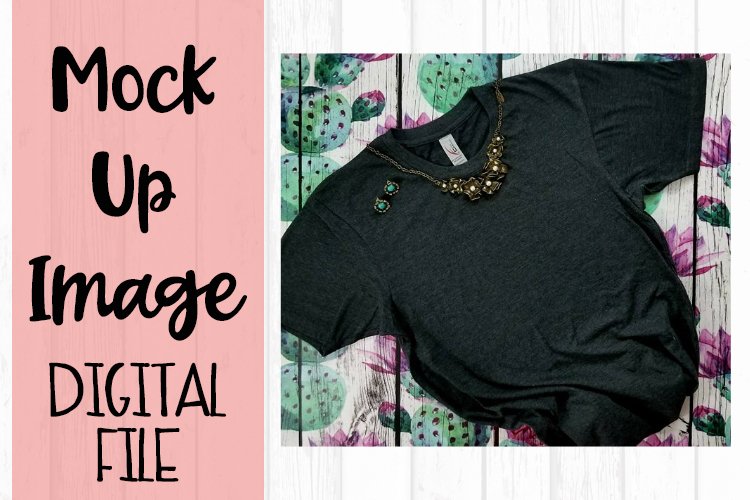 Charcoal Tee on Cactus version 1 Mock Up example image 1