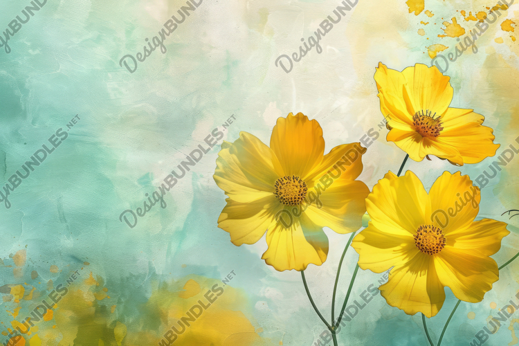 Yellow Garden Cosmos Background Wallpaper