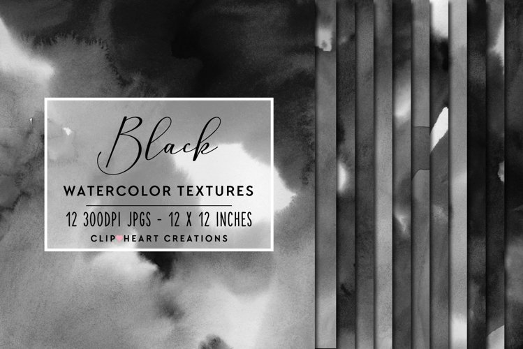 Black Watercolor Digital Papers example image 1