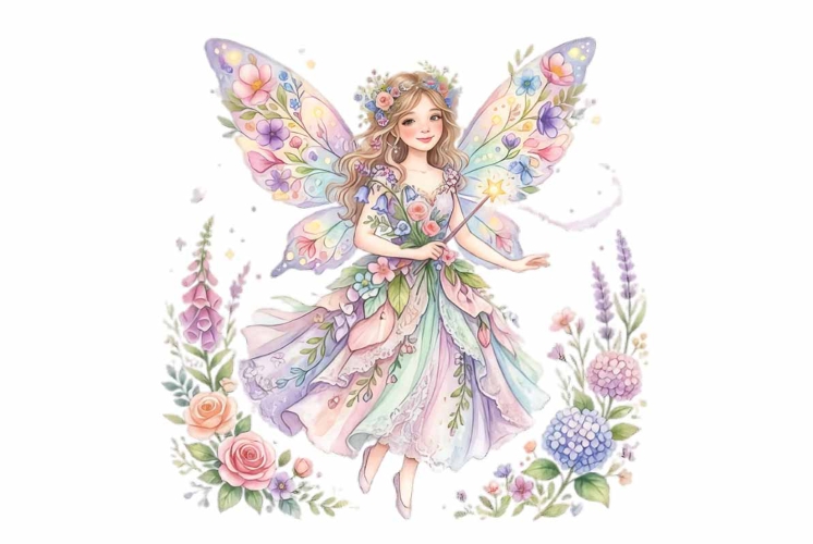 Sweet watercolor fairy mother character