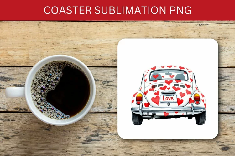 valentine square coaster - car