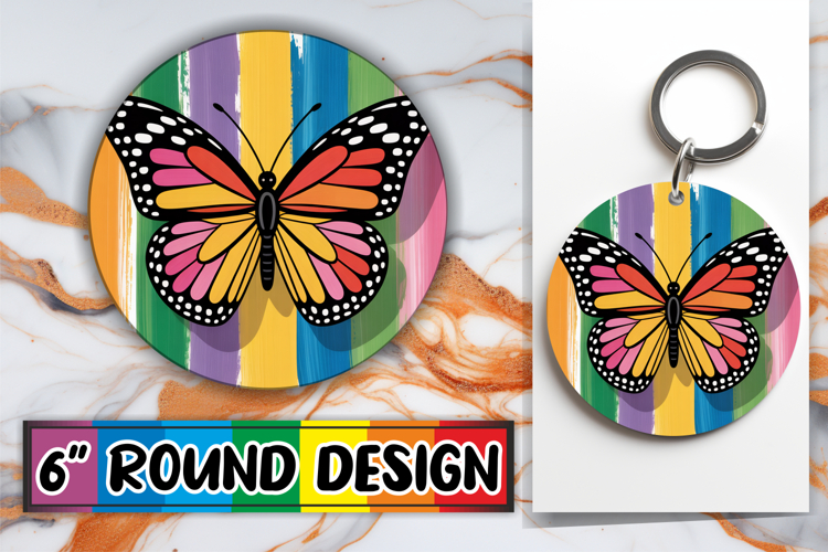 Unique Sublimation Round Ornaments PNG, Butterfly