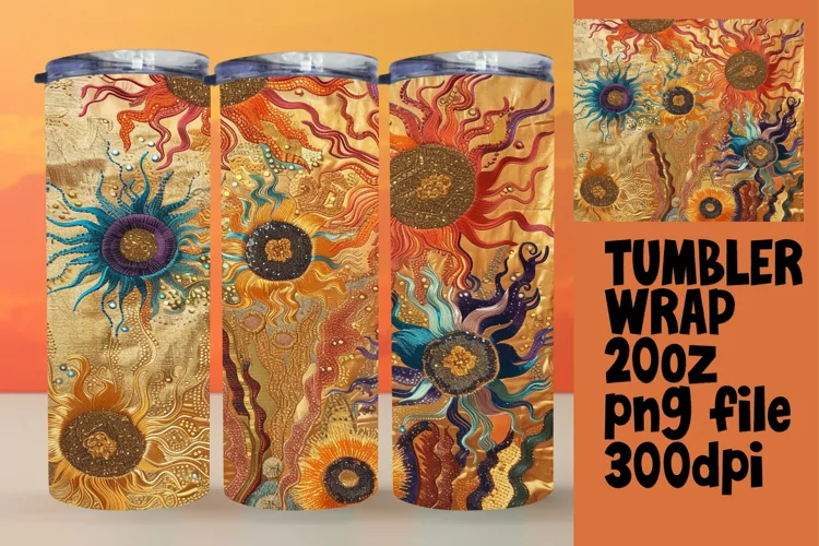 Funky Embroidered Abstract 20oz Tumbler Sleeve