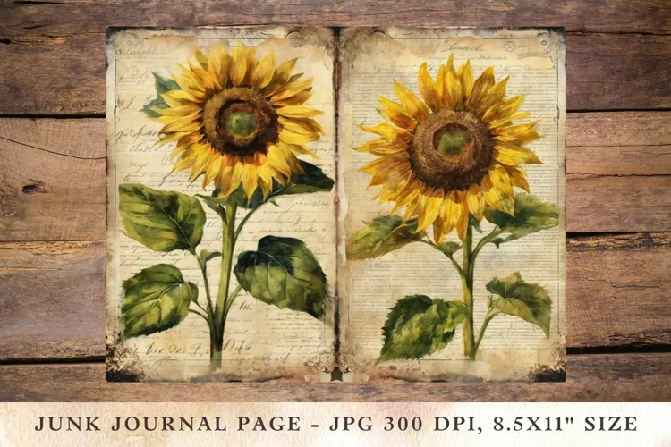 Printable Junk Journal Pages sunflower 5