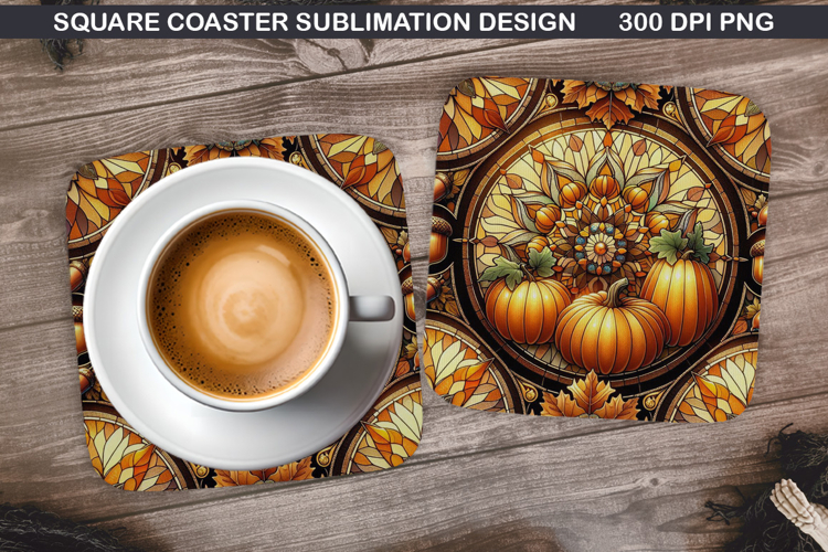 Pumpkin Coaster Sublimation, Halloween Coaster PNG Design