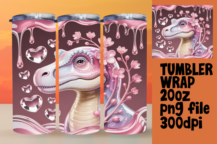 SLEEK 20oz Tumbler Design , Cute Dino