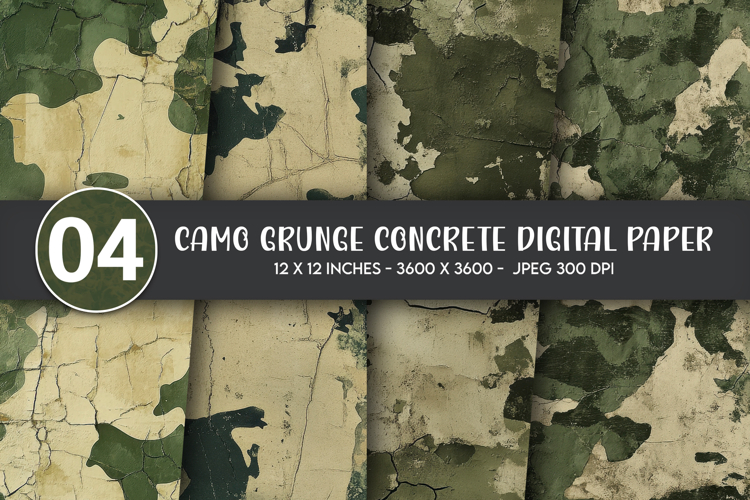 Camo Grunge Concrete Digital Paper example image 1
