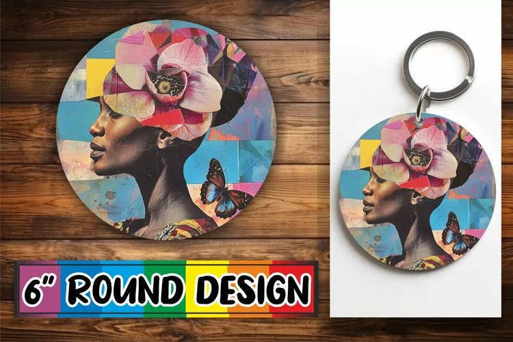 Black Woman Abstract Round Design Artistic PNG