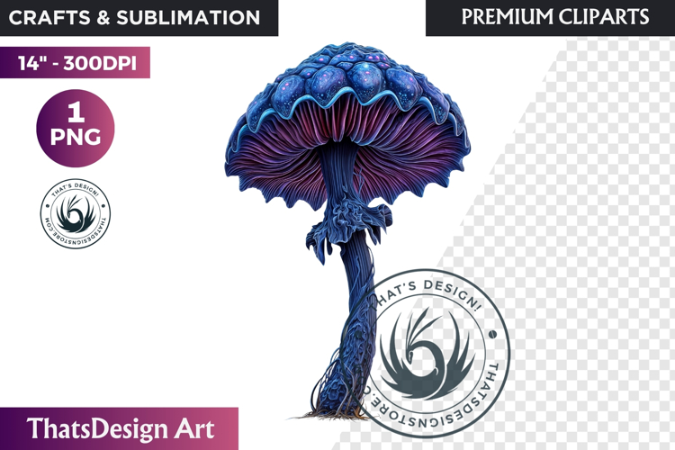 Glowing Fantasy Mushrooms PNG, Magic Mushroom Clipart