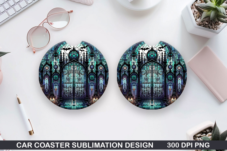 Car coaster sublimation, Halloween Coaster PNG Design