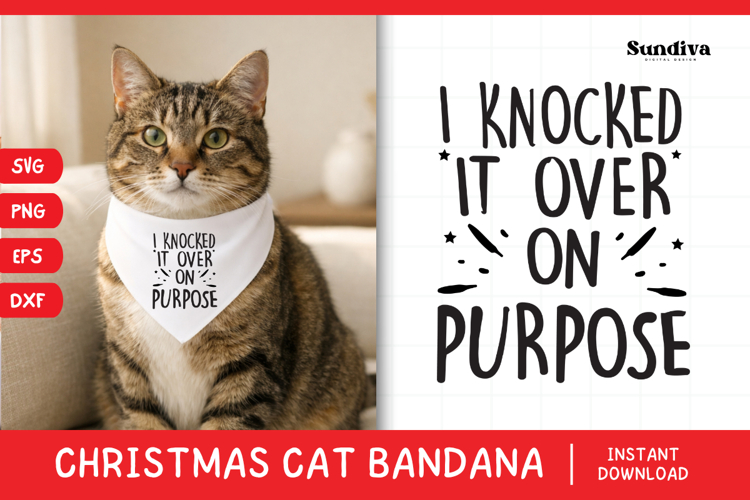 Christmas Cat Bandana Quotes SVG | I Knocked It Over