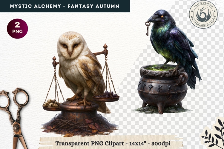 Gothic Witch Mystic Alchemy Clipart, Autumn Apothecary PNG