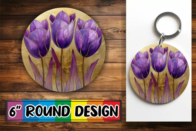 Blossom Brilliance: Sublimation Circle Keychain & Car