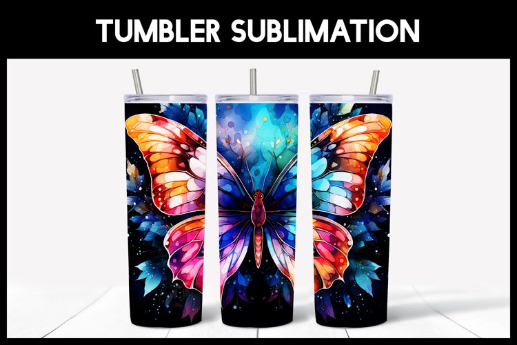 Watercolour butterfly tumbler wrap | Tumbler Sublimation