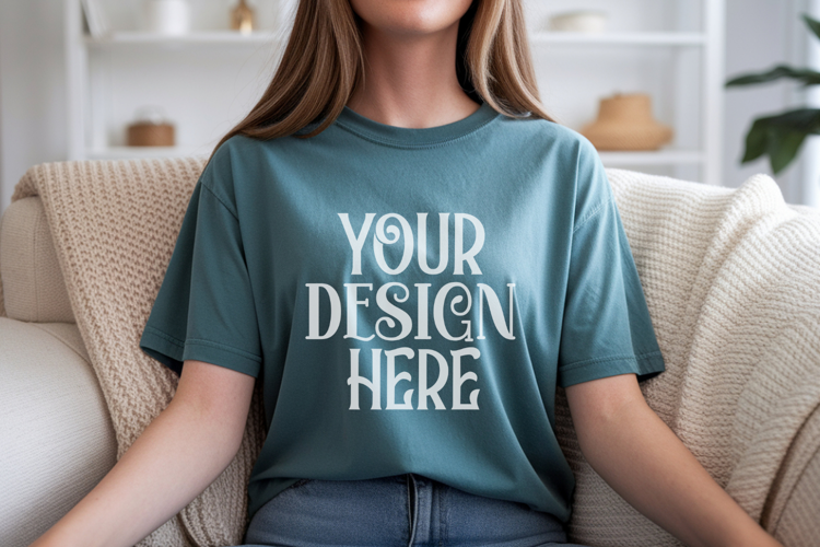Blue Spruce Comfort Colors 1717 T-shirt Mockups,1717 Mockups