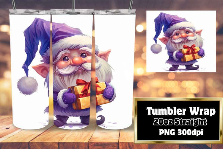 Holiday Gnome Sublimation Wrap 20oz Watercolor Tumbler