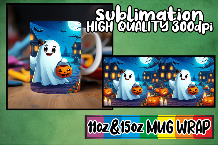 Vibrant colors 11oz 15oz sublimation wrap, Ghost