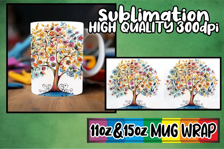 Colorful Canopy Mug Wrap - Sublimation 11oz 15oz