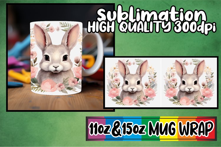 Playful Bunny Sublimation Mug Design