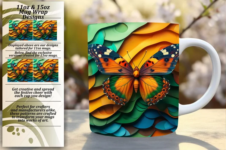 Dynamic Springtime Delight: 3D Mug Wrap
