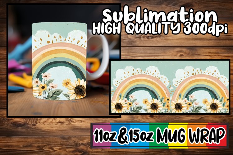 Perfect start sublimation 11oz 15oz mug wrap, Flower