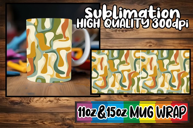 Colorful Abstract Design Mug Wrap 11oz 15oz Spring