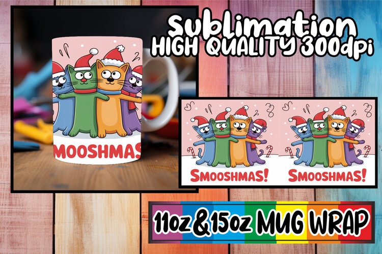 Vibrant hues 11oz 15oz mug wrap, Funny Cat example image 1